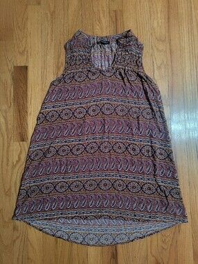 American Eagle mini dress tunic, women's XS, pink/brown paisley